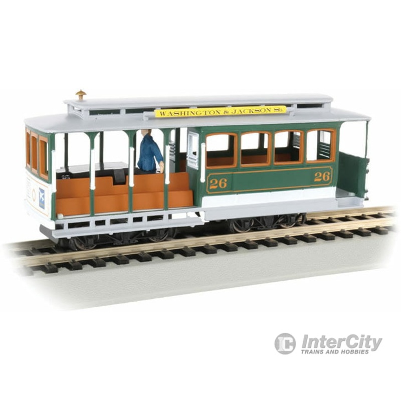 Bachmann 60536 Cable Car with Grip Man – Standard DC — Washington & Jackson Streets #26 (green, gray)