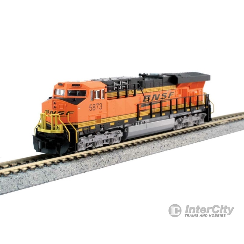 Kato 1768953 GE ES44AC GEVO – Standard DC — BNSF Railway #5953 (orange, black, Wedge Logo)