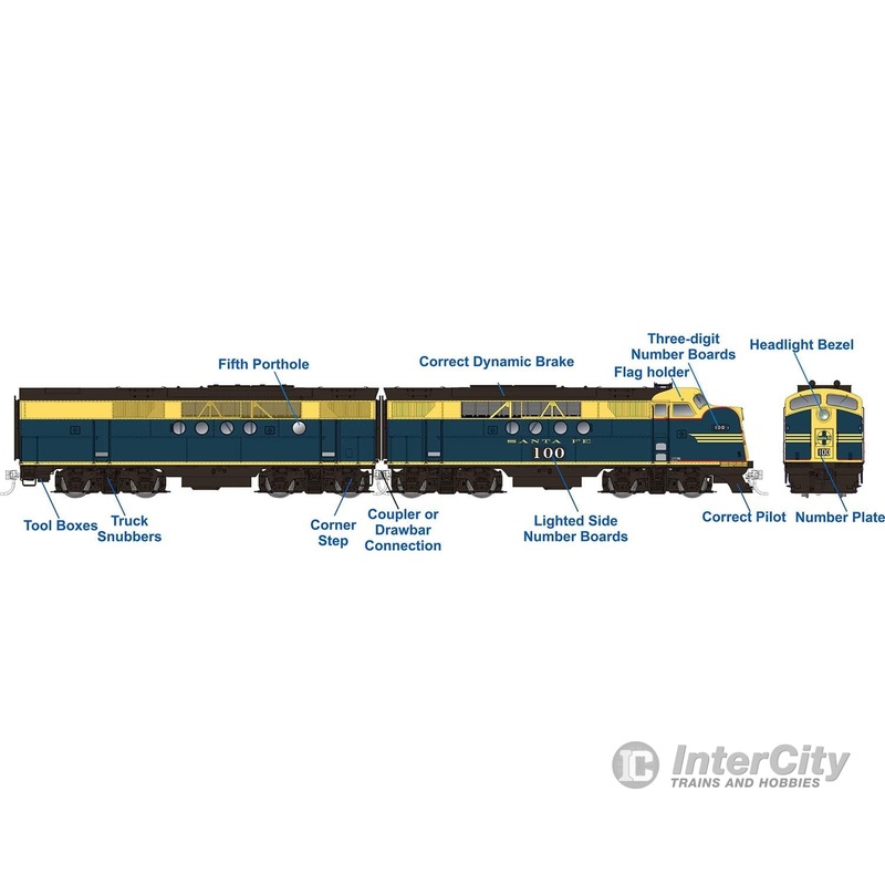 Rapido 053005 HO EMD FT A+B (DC/Silent): AT&SF – Freight Scheme: #100L + 100A