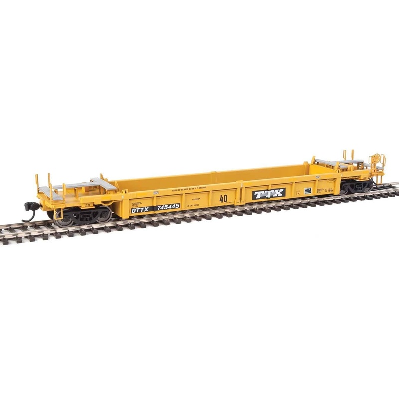 Walthers HO 5633 Thrall Rebuilt 40′ Well Car – Trailer-Train DTTX #745445 (yellow, black; Black & White Logo, Yellow Stripe