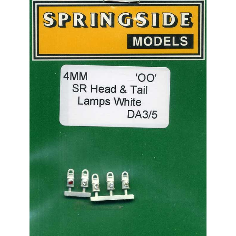 DA3  SPRINGSIDE  SR Head & Tail Lamps White pack of 5 – OO Gauge