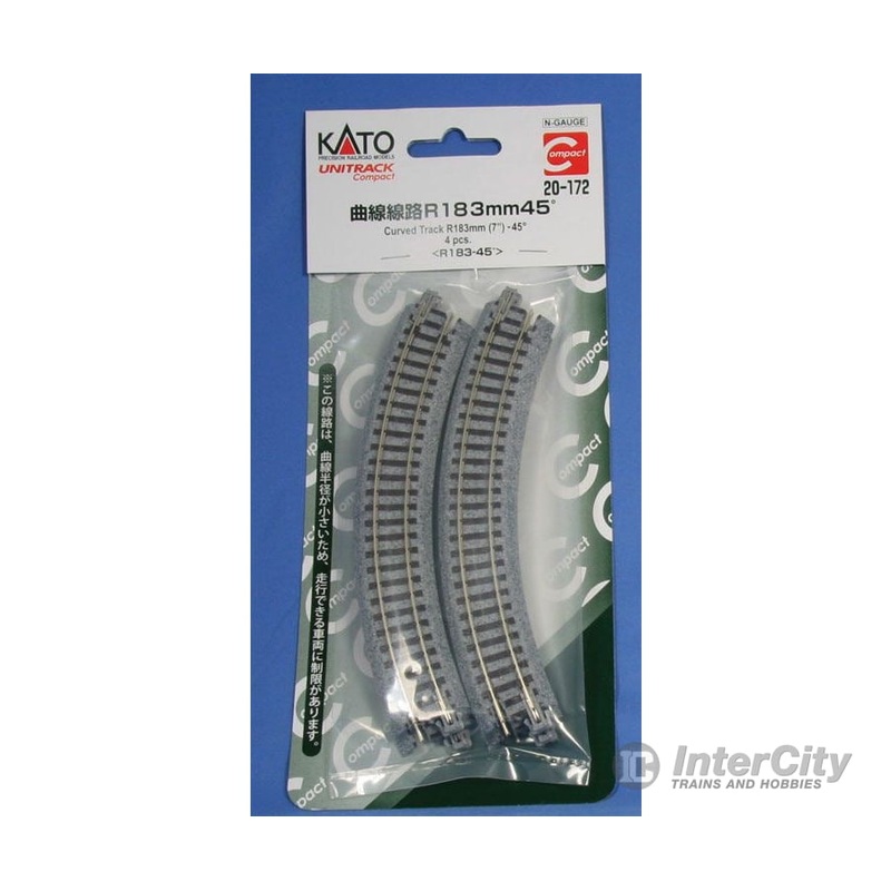 Kato 20172 Unitrack Roadbed Track — 7″ 18.3cm 45-Degree Curve pkg(4) (Need 8 Pieces for a Complete Circle)