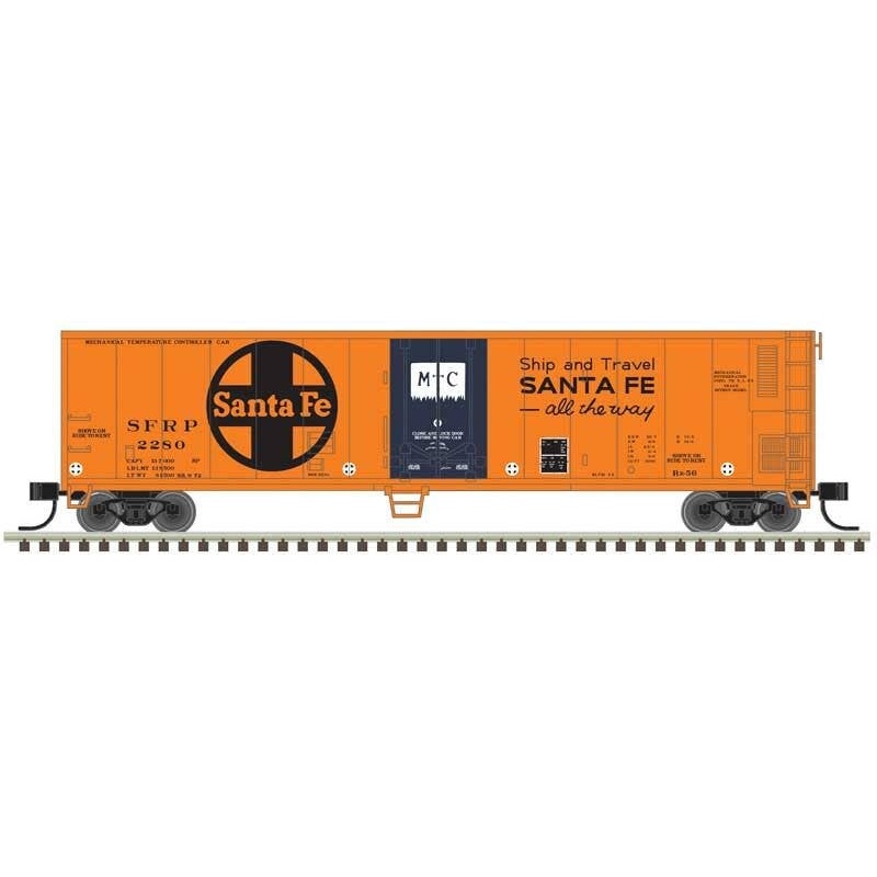 Atlas Trainman N 50006468 50′ Mechanical Reefer – Santa Fe SFRP #2280 (orange, black)