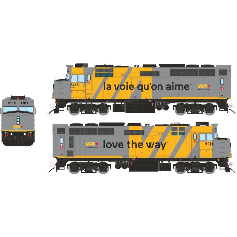 Rapido 082528 HO Rebuilt F40PH-2D (DC/DCC/Sound): VIA Rail – Love The Way Wrap: #6416