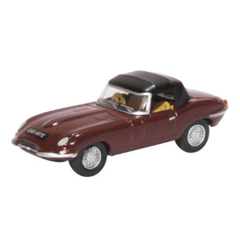 76ETYP012 OXFORD DIECAST Jaguar E Type soft top in imperial maroon