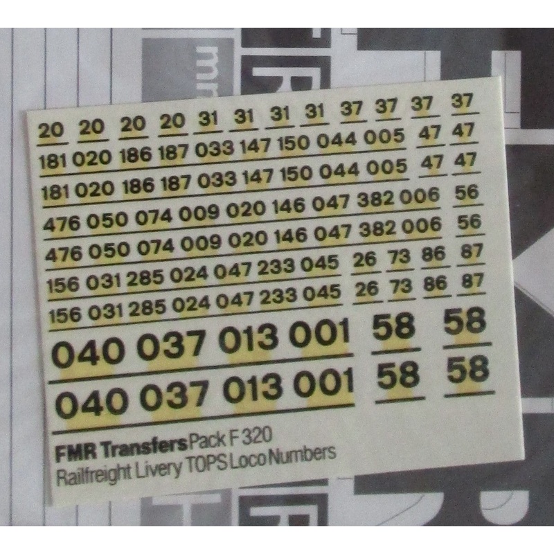 F320 FMR TRANSFERS Railfreight livery: TOPS loco numbers