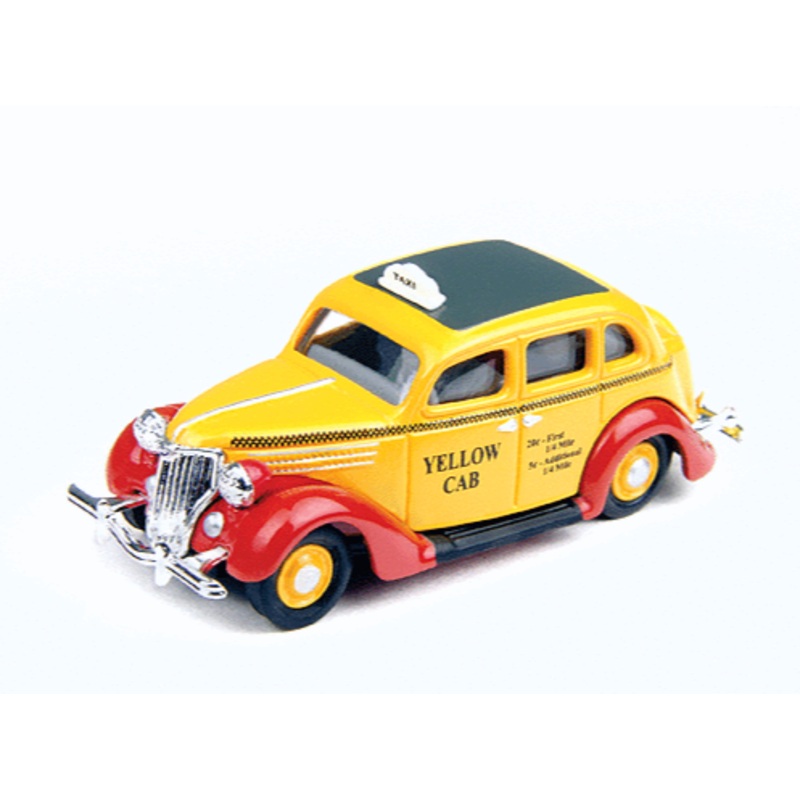 Mini- Metals 30199 1936 Ford Fordor Sedan – Assembled – Mini Metals(R) — Taxicab w/Nonworking Roof Light, Yellow Cab HO SCALE NEW
