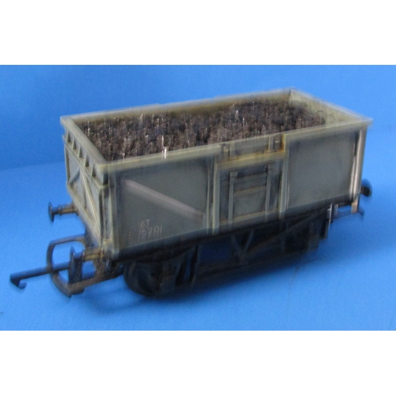 R217-P01 HORNBY B.R Mineral Wagon B75201 with coal load – dark grey – UNBOXED