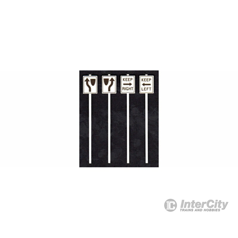 Tichy Train Group 3546 Keep Left & Right Signs — 2 Each Left & Right, 2 Different Styles