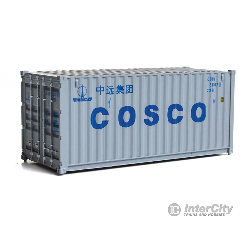 Walthers SceneMaster 8071 20′ Corrugated Container – Assembled — China Ocean Shipping Company (gray, blue)
