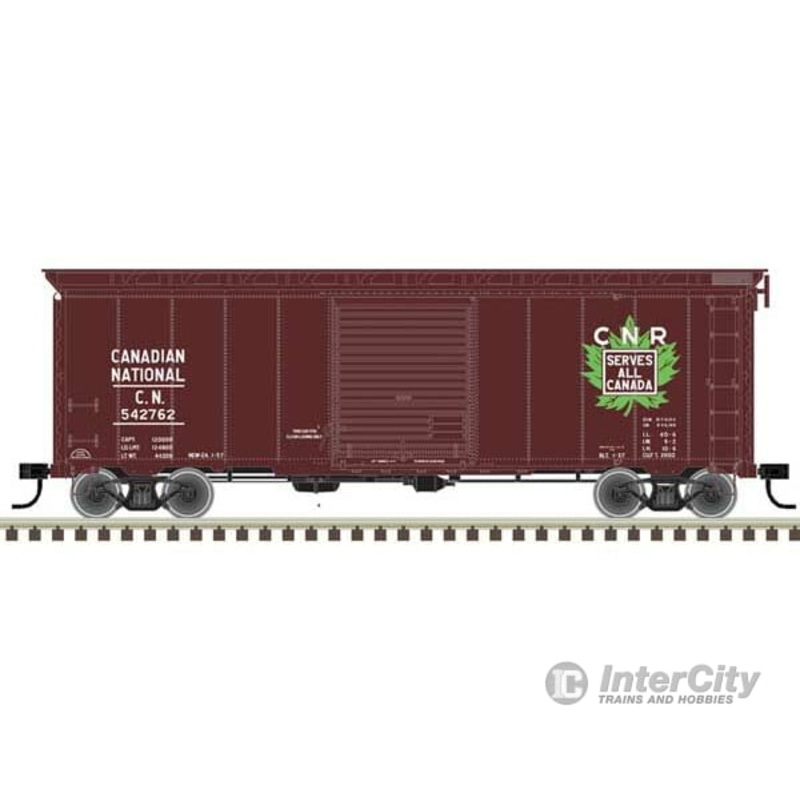 Atlas 20006831 40′ Postwar Boxcar with 8′ Door – Ready to Run – Master(R) — Canadian National 542823 (Boxcar Red, white, green, Serves All Canada)