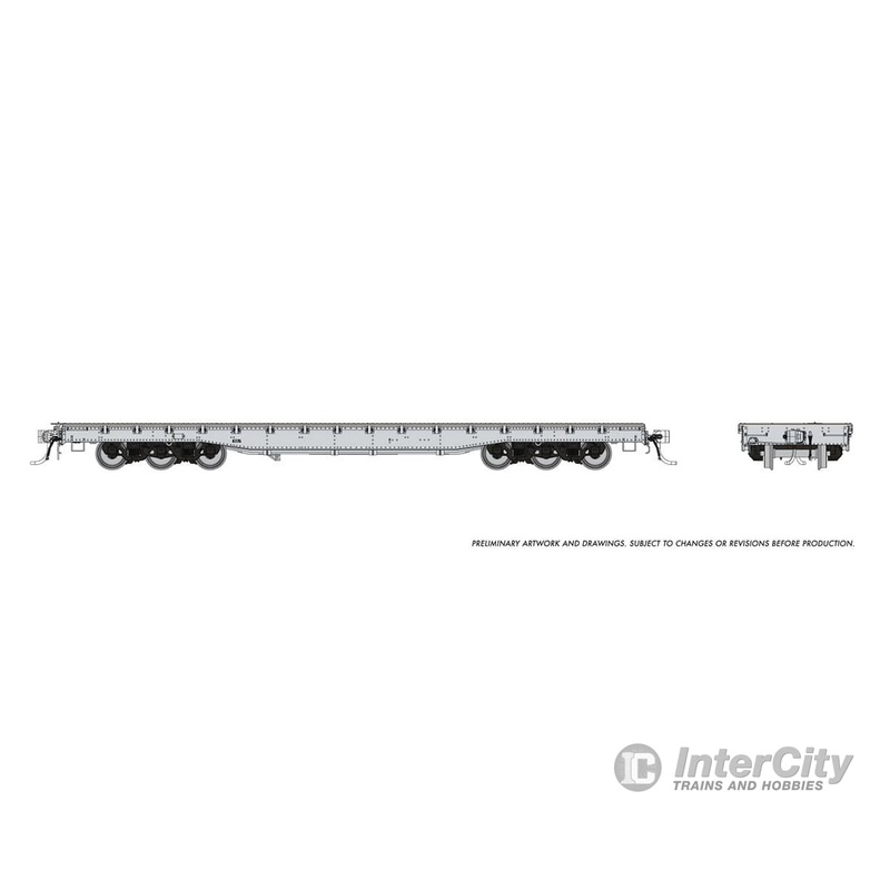 Rapido 199097 HO Magor 54′ Flatcar: Grey, Unlettered: Single Car