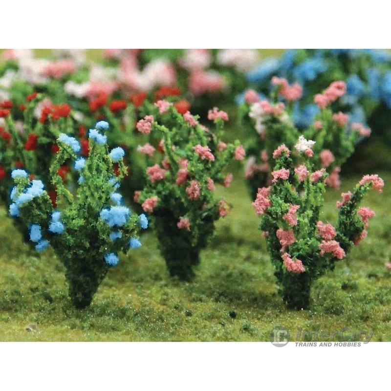 Bachmann 32512 Flowering Bushes — Pink, Blue 1″ Tall pkg(8)
