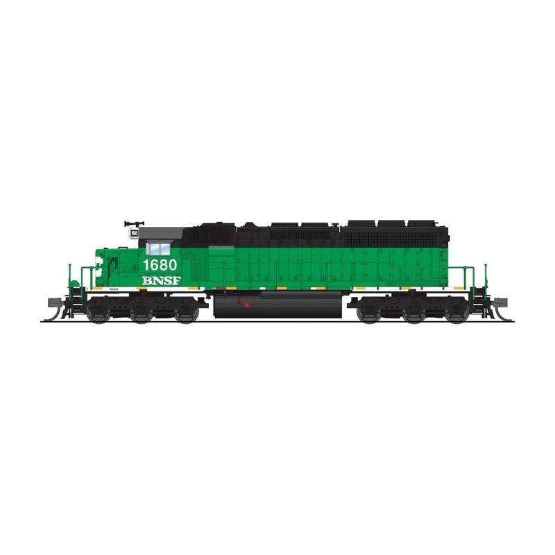 Broadway Limited Imports N 9462 EMD SD40-2 Low Nose – Sound and DCC – Paragon4 – BNSF Railway #1680 (Ex-BN Cascade Green, black, white)