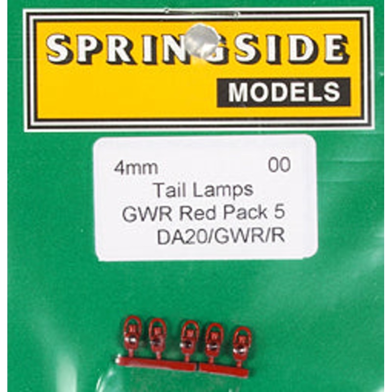 DA20 SPRINGSIDE  GWR/R – Red Tail Lamps GWR pack of 5 – OO Gauge