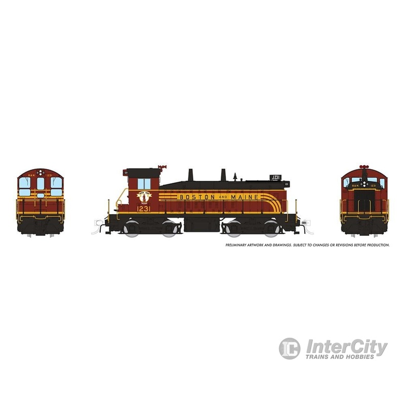 Rapido 027069 HO EMD SW9 (DC/Silent): Boston & Maine – As Delivered: #1231