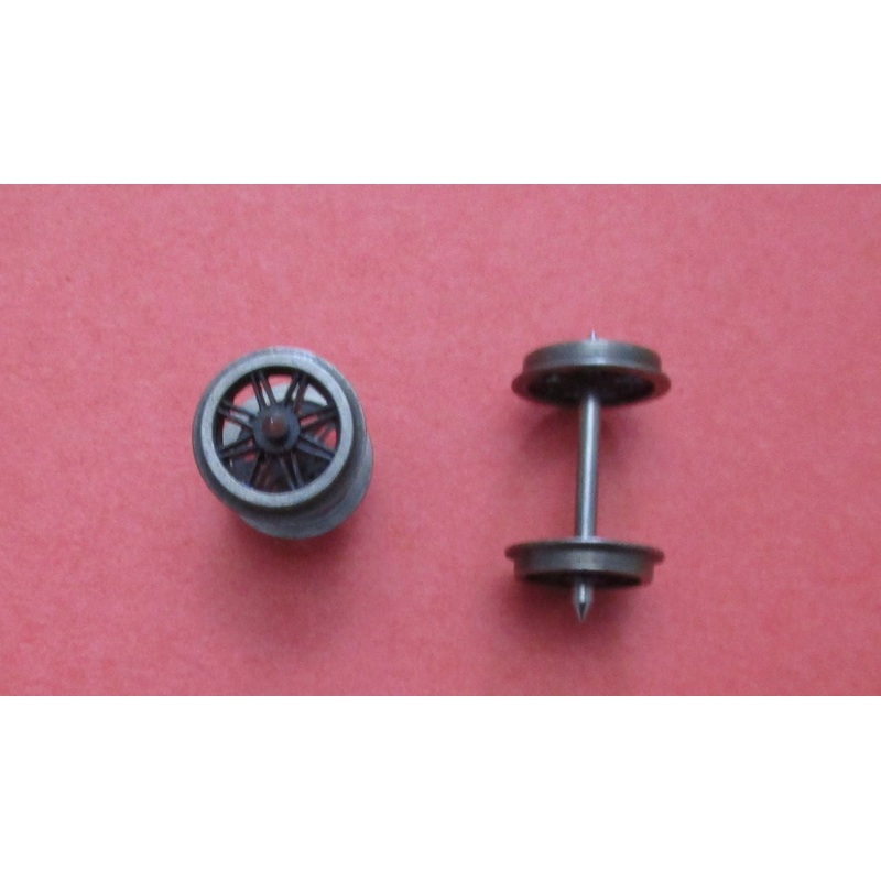 MGW12/8SOo 12mm Open Spoke (split) Wheels Universal 26mm PP Axles – 1 pair, steel rims with plastic centres