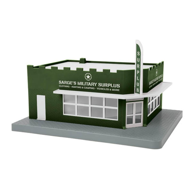 MTH Railking 30-90394 Sarge’s Military Surplus Supply Single Story Opposite Corner Store O SCALE Like New