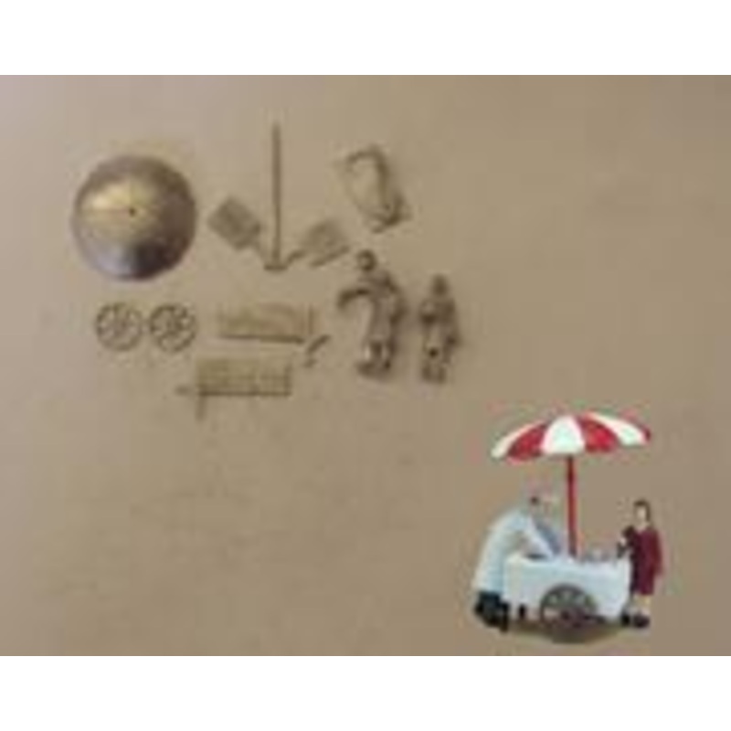 PW78 P&D MARSH  Ice cream cart with 2 figures – OO Gauge – unpainted