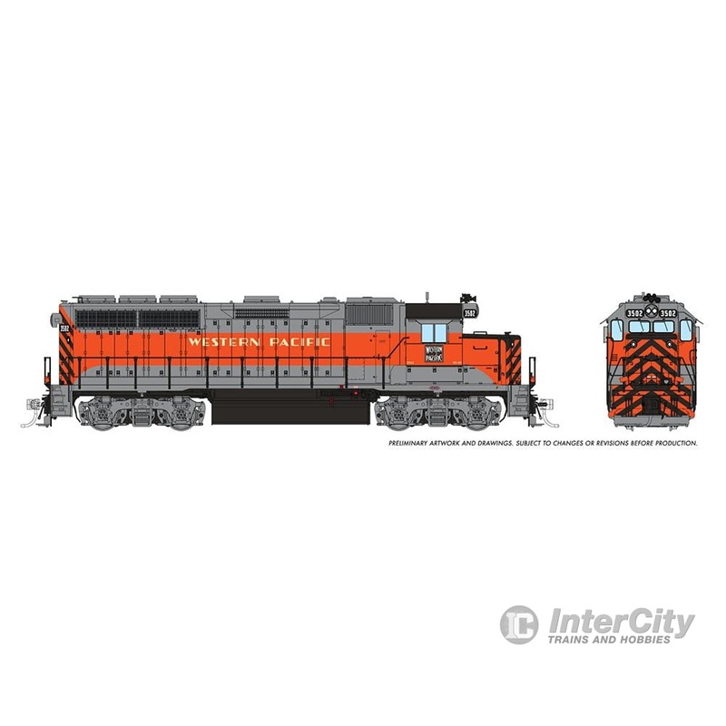 Rapido 040036 HO EMD GP40 (DC/Silent): Western Pacific – Zephyr: #3507