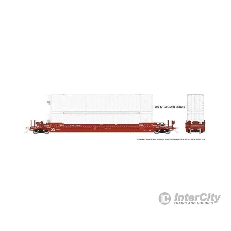 Rapido Trains HO 401057A Gunderson 53′ Husky Stack Well Car with Containers – Canadian Pacific