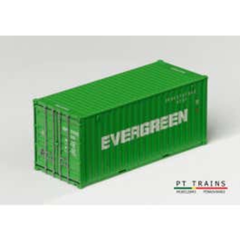 PT Trains 820037 HO Container 20DV EVERGREEN (EGHU3707237) (Extremely Delicate Doors)
