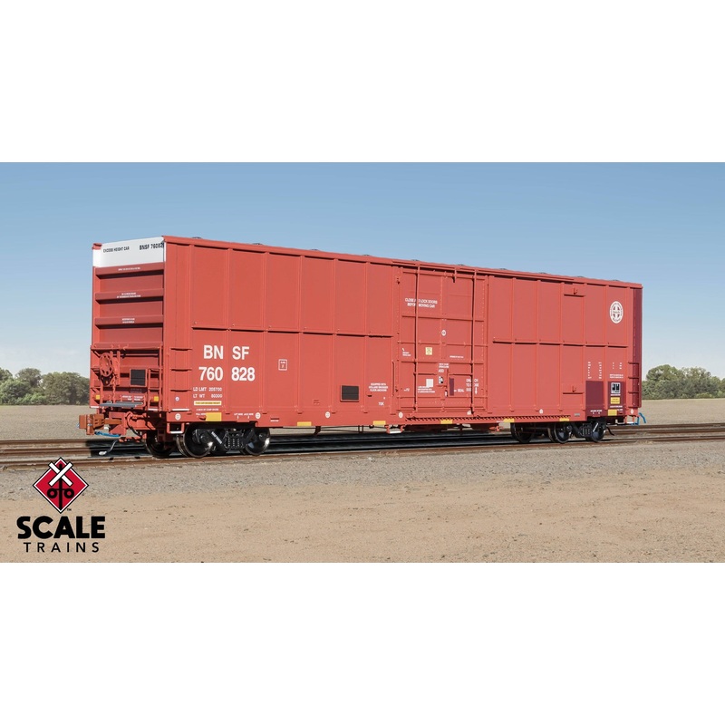 ScaleTrains SXT40996 Rivet Counter HO Scale Trinity 60′ 7500 12′ Plug-Door High-Cube Boxcar, BNSF/Circle Cross Logo/Conspicuity Stripes 760879