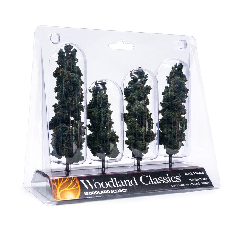 Woodland Scenics WDS TR3584 WDSTR3584 Conifer Trees 4″ to 6″  4ct scenery NEW