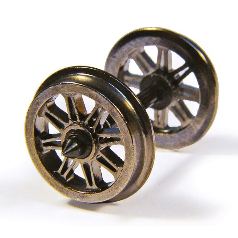 36-028 BACHMANN Metal Split Spoked Wagon Wheels (10 per pack) – 12.6mm dia