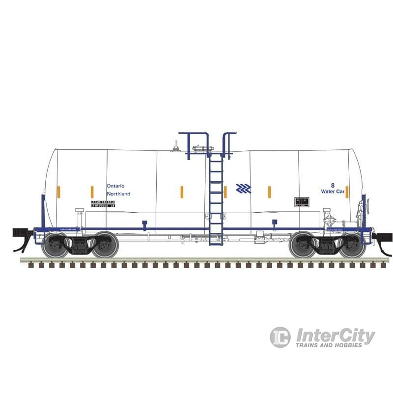 Atlas 50006466 Trinity 17,600-Gallon Corn Syrup Tank Car – Ready to Run — Ontario Northland #8 (white, blue, yellow, Chevron Logo)