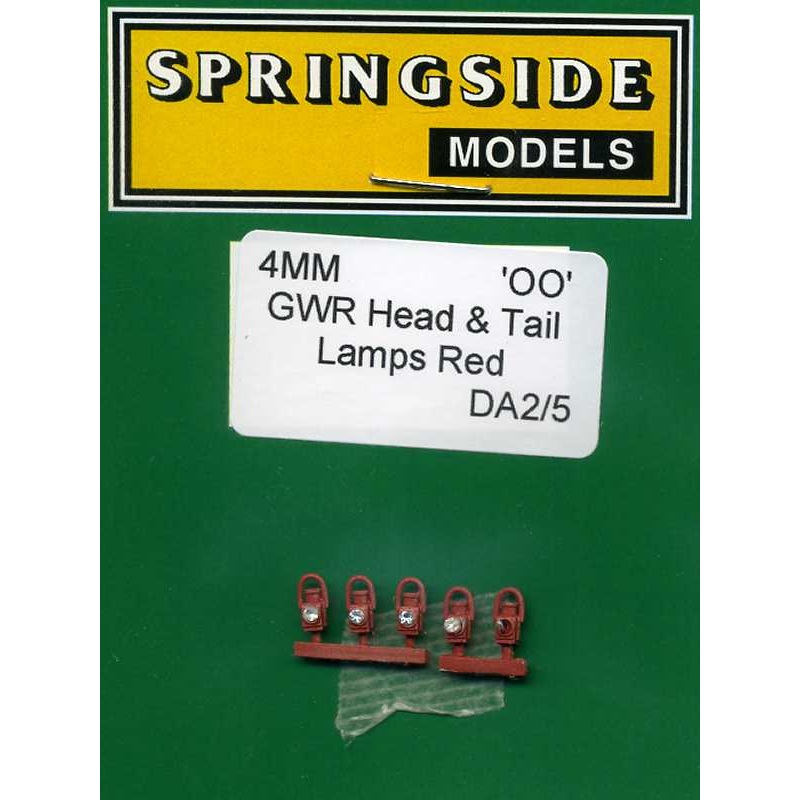 DA2 SPRINGSIDE  GWR Head & Tail Lamps Red pack of 5 – OO Gauge
