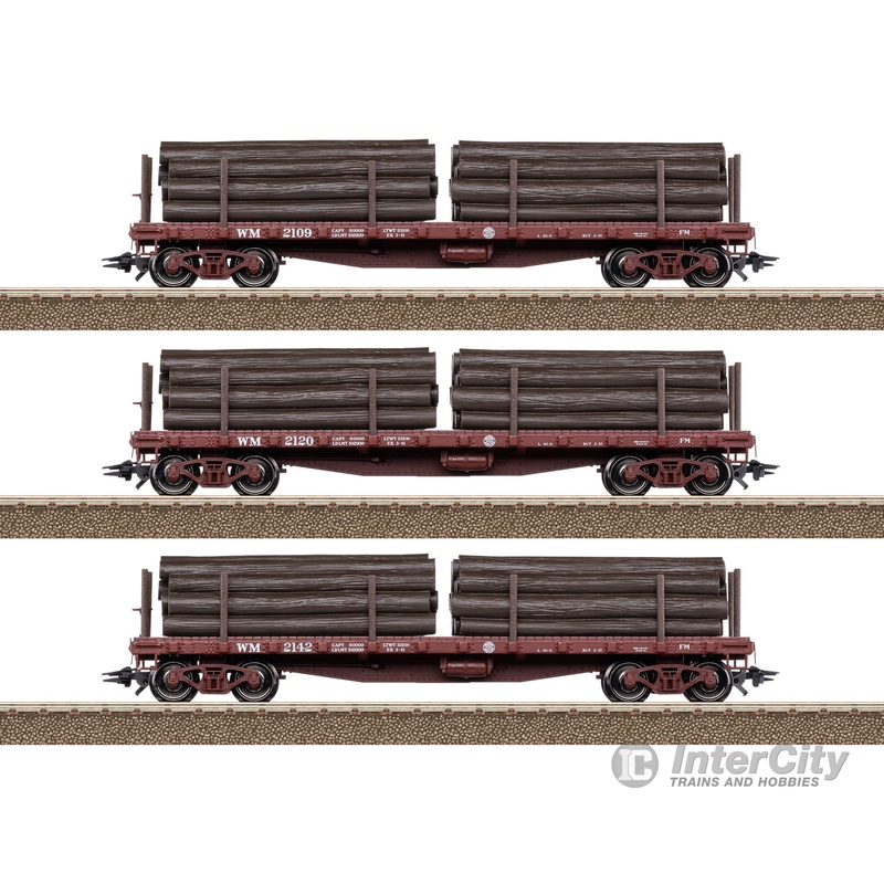 Trix 24922 HO US Flat Car Set with Log Loads (for Trix Shay)