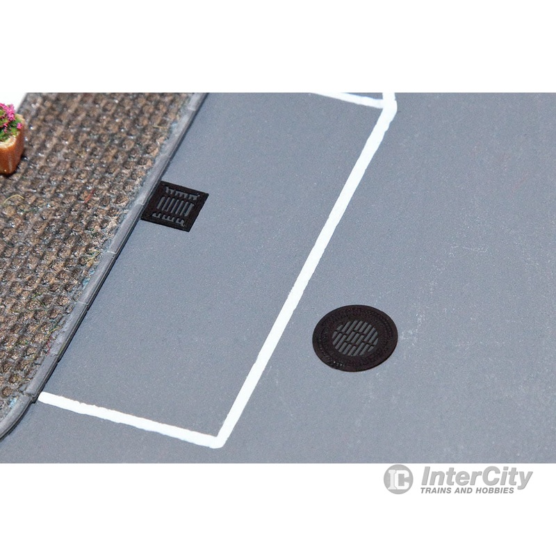 Walthers SceneMaster 4123 Manhole Covers & Sewer Grates — Etched-Metal – 4 Manhole Covers & 6 Sewer Grates