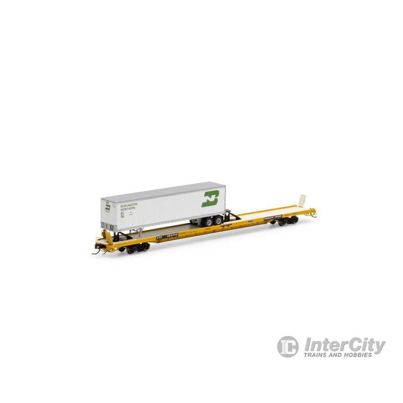 Athearn Genesis ATHGN14370 N F89-F Flat with Trailer, TTX/Yellow #154714