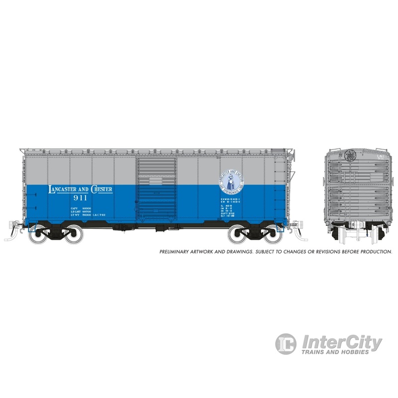 Rapido 180006A HO 1937 AAR 40′ Boxcar – Square corner: L&C – Blue & Grey Scheme: Single Car
