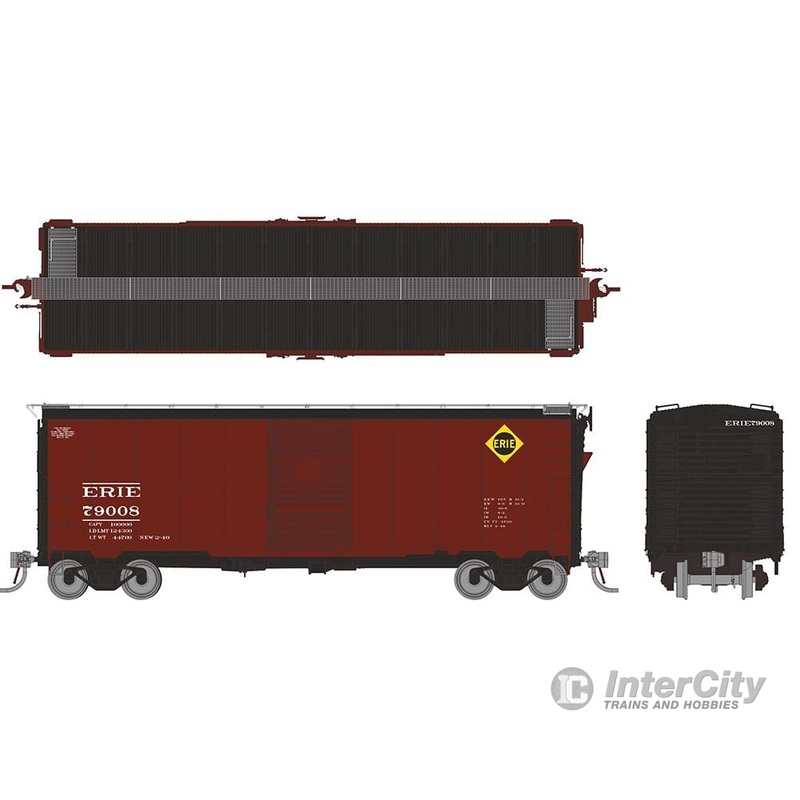 Rapido 181003 HO 1937 AAR 40′ Boxcar – Round corner: Erie: 6-Pack