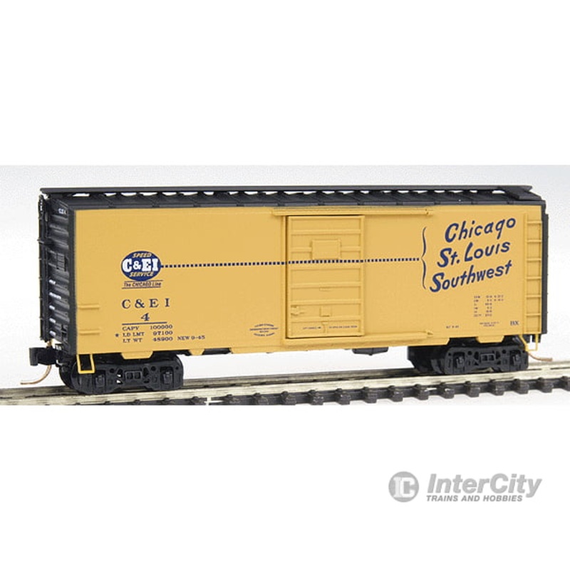 Micro Trains N 2000704 40′ Standard Boxcar w/Superior Door – Chicago & Eastern Illinois #4 (yellow-orange w/black roof & ends)