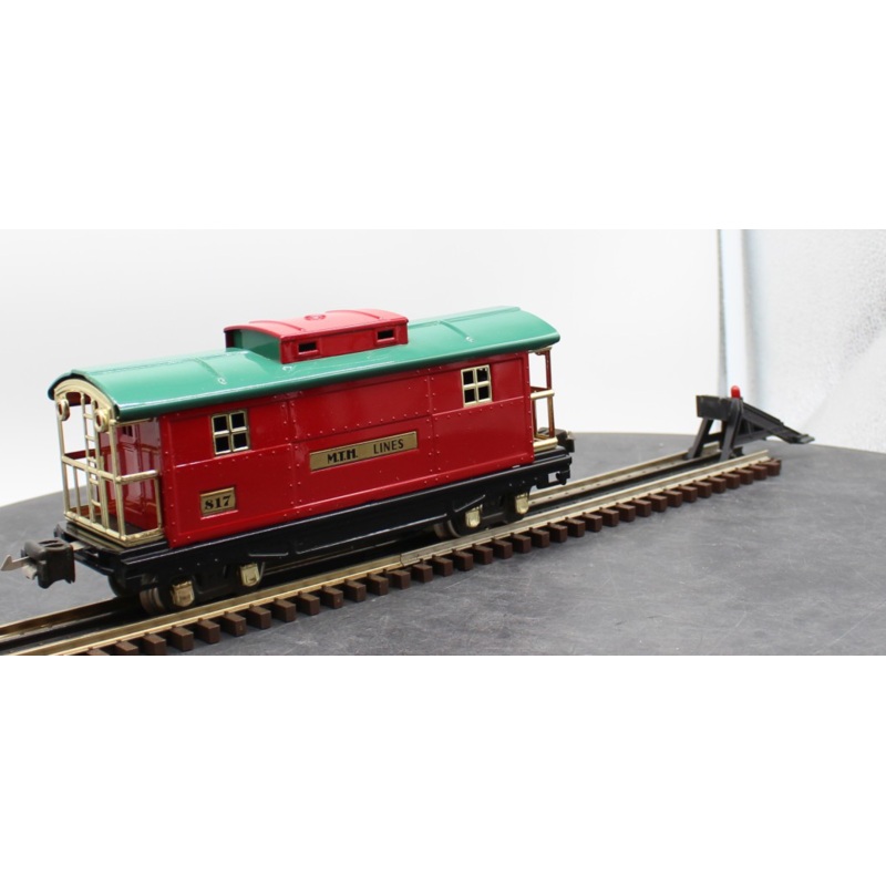 MTH Tinplate 10-1042 817 caboose red w/ peacock roof and brass trim O SCALE Like New