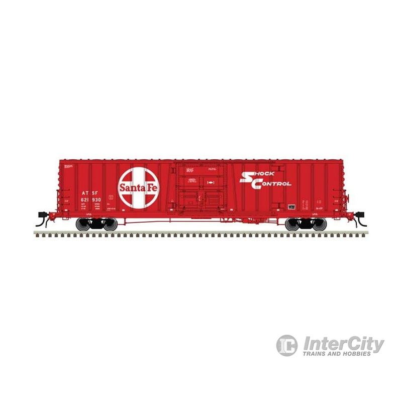 Atlas 50006535 Class BX-177 Plug-Door Boxcar – Ready to Run – Master(R) — Santa Fe #621930 (Gothic Repaint, red, white, Shock Control Markings)