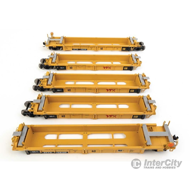 Walthers Mainline 55672 Thrall 5-Unit Rebuilt 40′ Well Car – Ready to Run — TTX DTTX #748195 – large red TTX logo