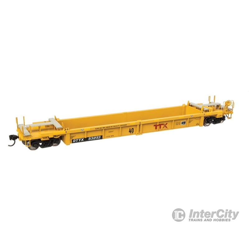 Walthers Mainline 8428 Thrall Rebuilt 40′ Well Car – Ready to Run — TTX DTTX #53233 – red “Forward Thinking” TTX logo w/yellow conspicuity stripes