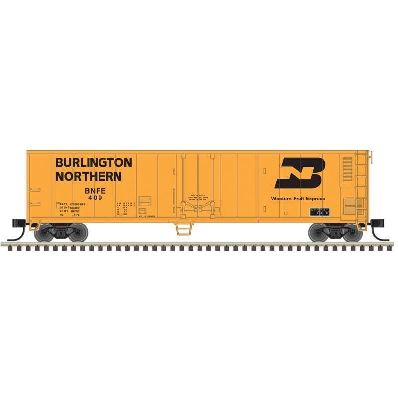 Atlas Trainman N 50006472 50′ Mechanical Reefer – Burlington Northern #420 (yellow, black)
