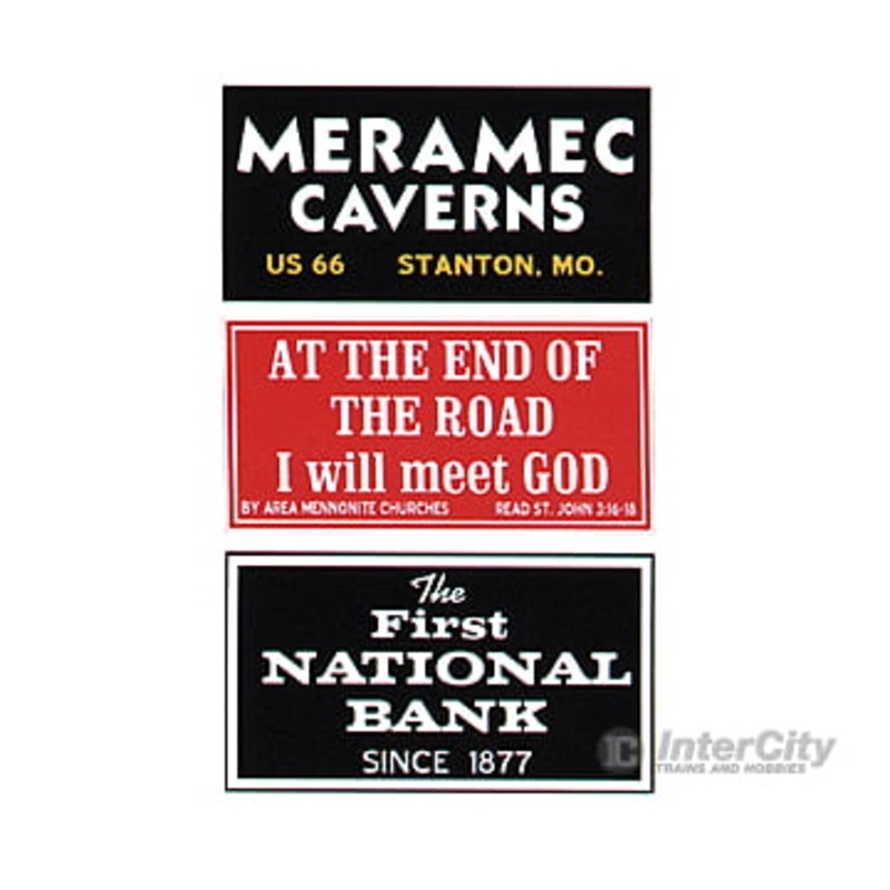 Blair Line 2252 Barn Sign Decals — Set #3 – Meramec Caverns, Will Meet God, First National Bank