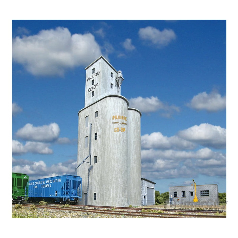 Walthers Cornerstone 4047 Prairie Co-Op Elevator — Kit – 5-1/8 x 7-1/4 x 12″ 13 x 18.4 x 30.4cm
