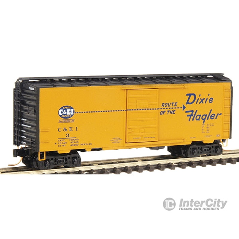 Micro Trains N 2000703 40′ Standard Single Superior Door Boxcar – Chicago & Eastern Illinois #3 (yellow, orange, blue; “Dixie Flagler” sloga