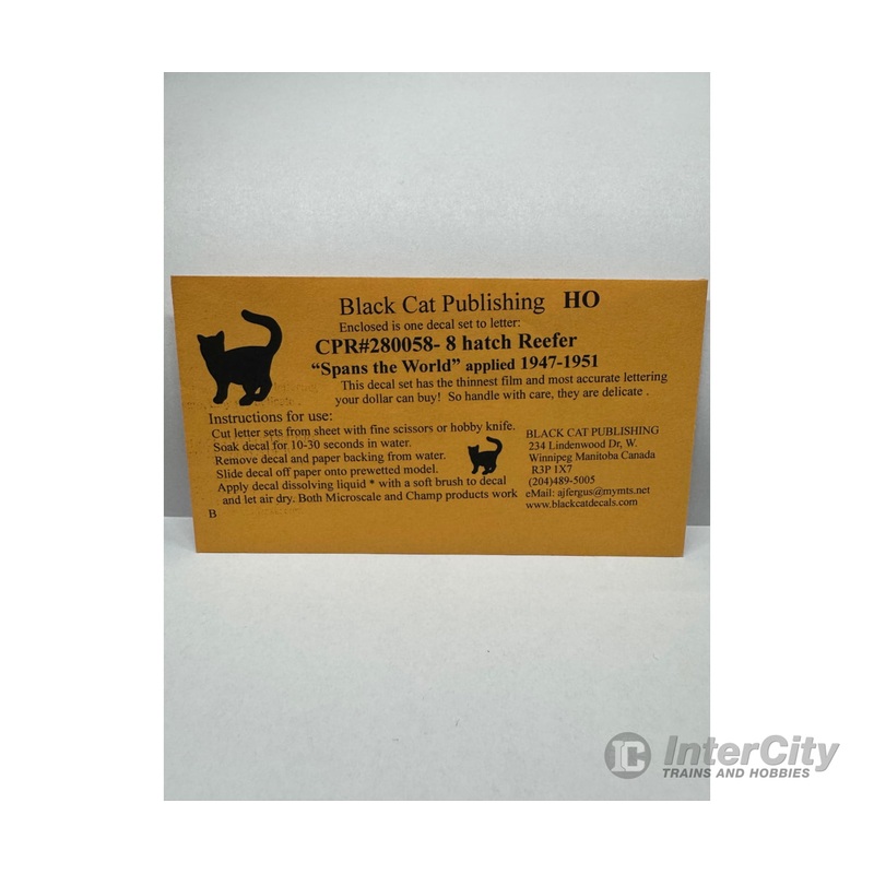 Black Cat Decals CPR280058 HO 8 hatch Reefer Spans the World 1947-1951