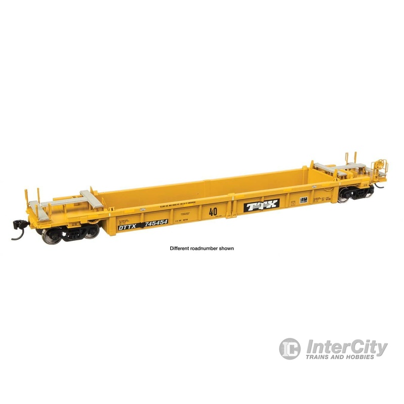 Walthers Mainline 8426 Thrall Rebuilt 40′ Well Car – Ready to Run — TTX DTTX #745735 – small black & white TTX logo w/yellow conspicuity stripes