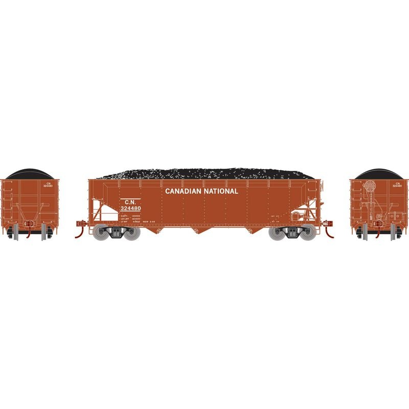 Athearn ATH33083 HO 40′ Offset Coal Hopper with Load, CN #324480