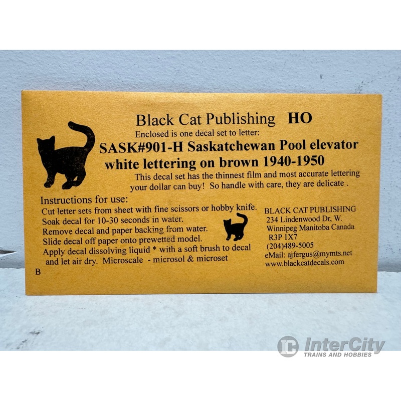 Black Cat Decals SASK901H HO Sask. Pool Grain elevator White lettering
