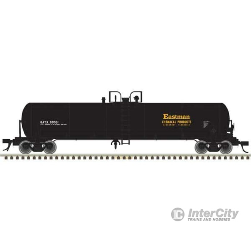 Atlas 50006301 GATX 20,700-Gallon Tank Car – Ready to Run – Master(R) — Eastman Chemical GATX #99564 (black, white, yellow)